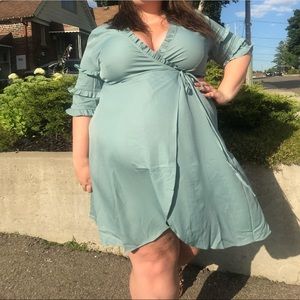 Mint green wrap dress